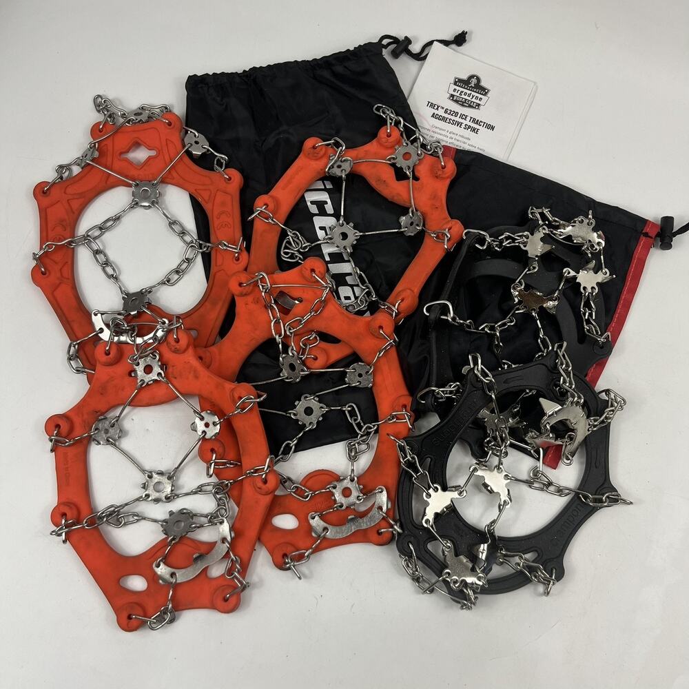 Crampon & Ergodyne TREX Ice Traction Cleat Lot 3 Pair M & L Snow Grip Shoe Spike